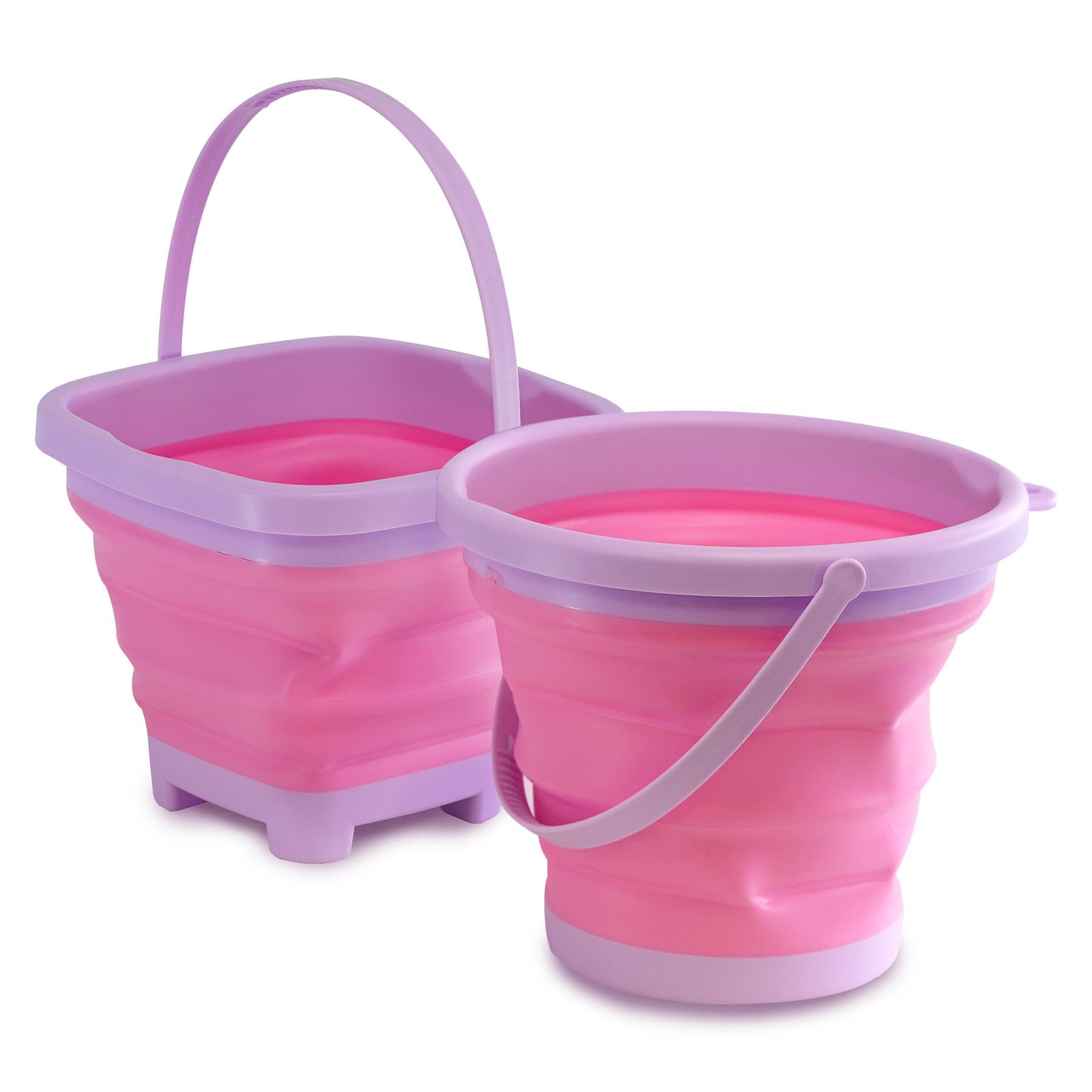 The Magic Toy Shop Foldable Beach Bucket with Handle - Kids Toddler Outdoor Beach Sand Set for Sandpit