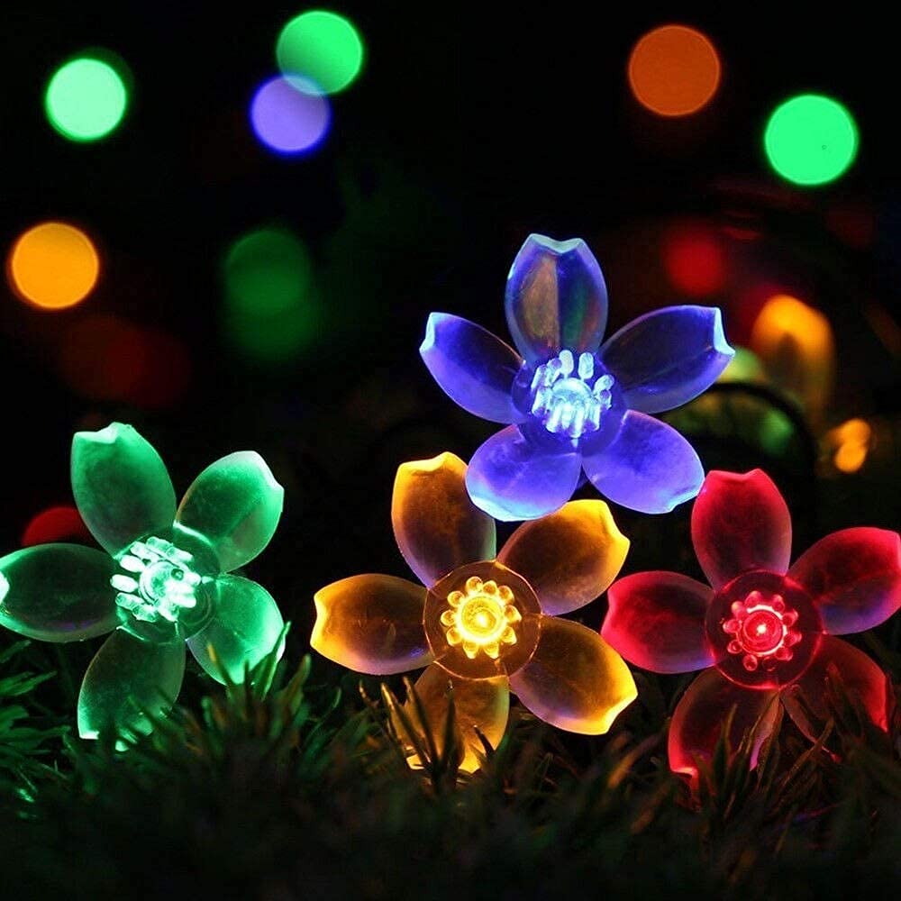 Glowserie Silicone Fairy String Lights Christmas Decorative Lights 3M 16 Led Tail Plug Connectable Cherry Flower Decoration Novelty Light (Multi) 2
