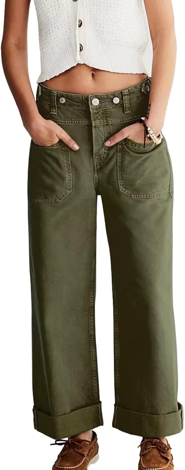 Allimy Womens Jeans High Waisted Straight Leg Baggy Boyfriend Jeans for Women Trendy 2025 Cargo Pants