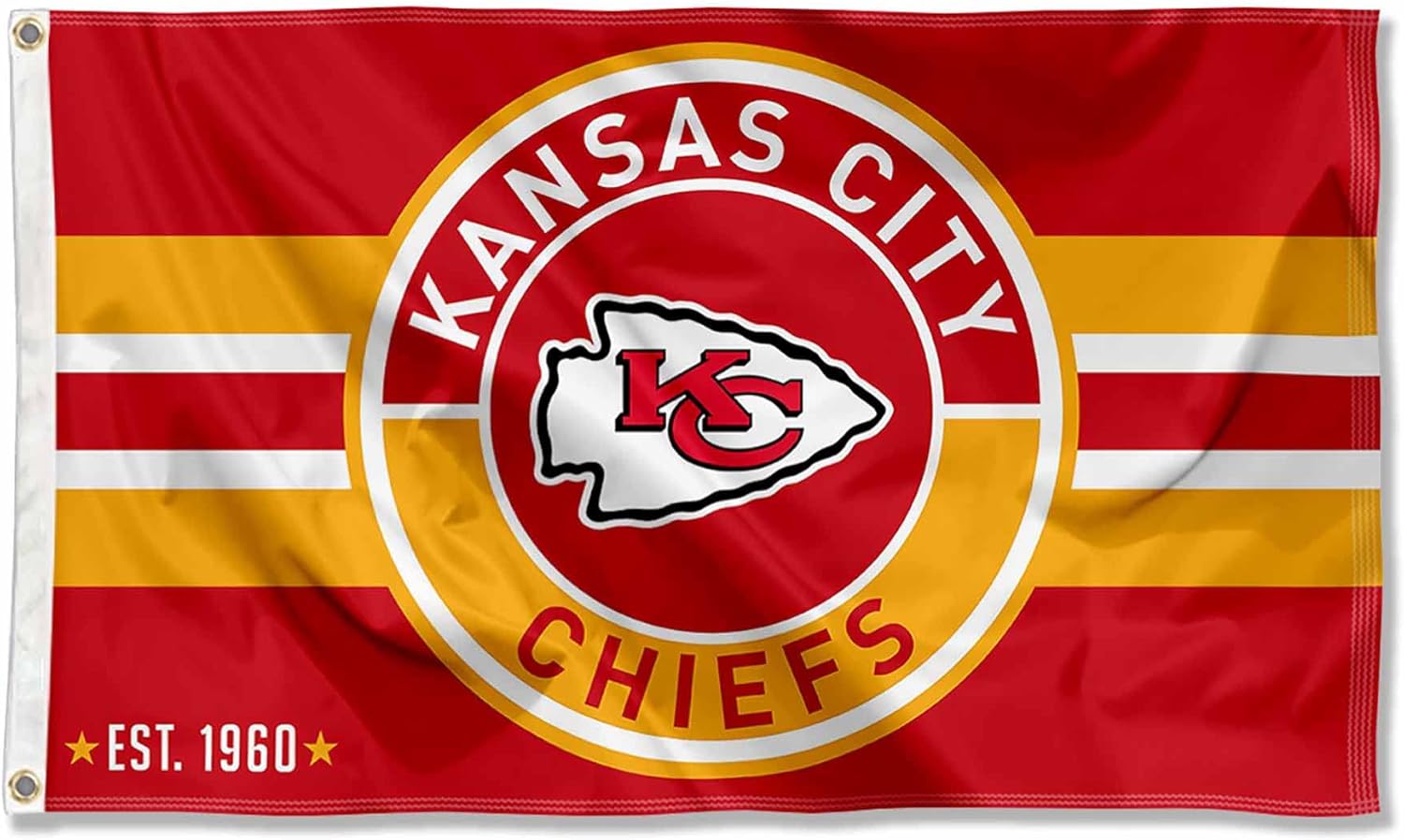 Kansas City Chiefs Patch Button Circle Logo Flag Large 3x5 Banner