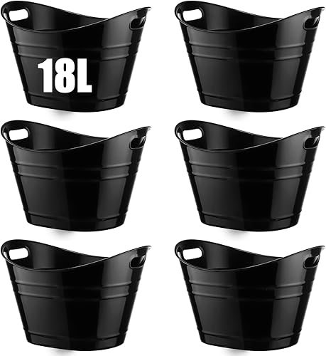 Miniatura 13 de Patelai 6 cubos de hielo a granel, cubos de hielo de plástico con asas, bañera de almacenamiento ovalada, bañera de bebida de gran capacidad