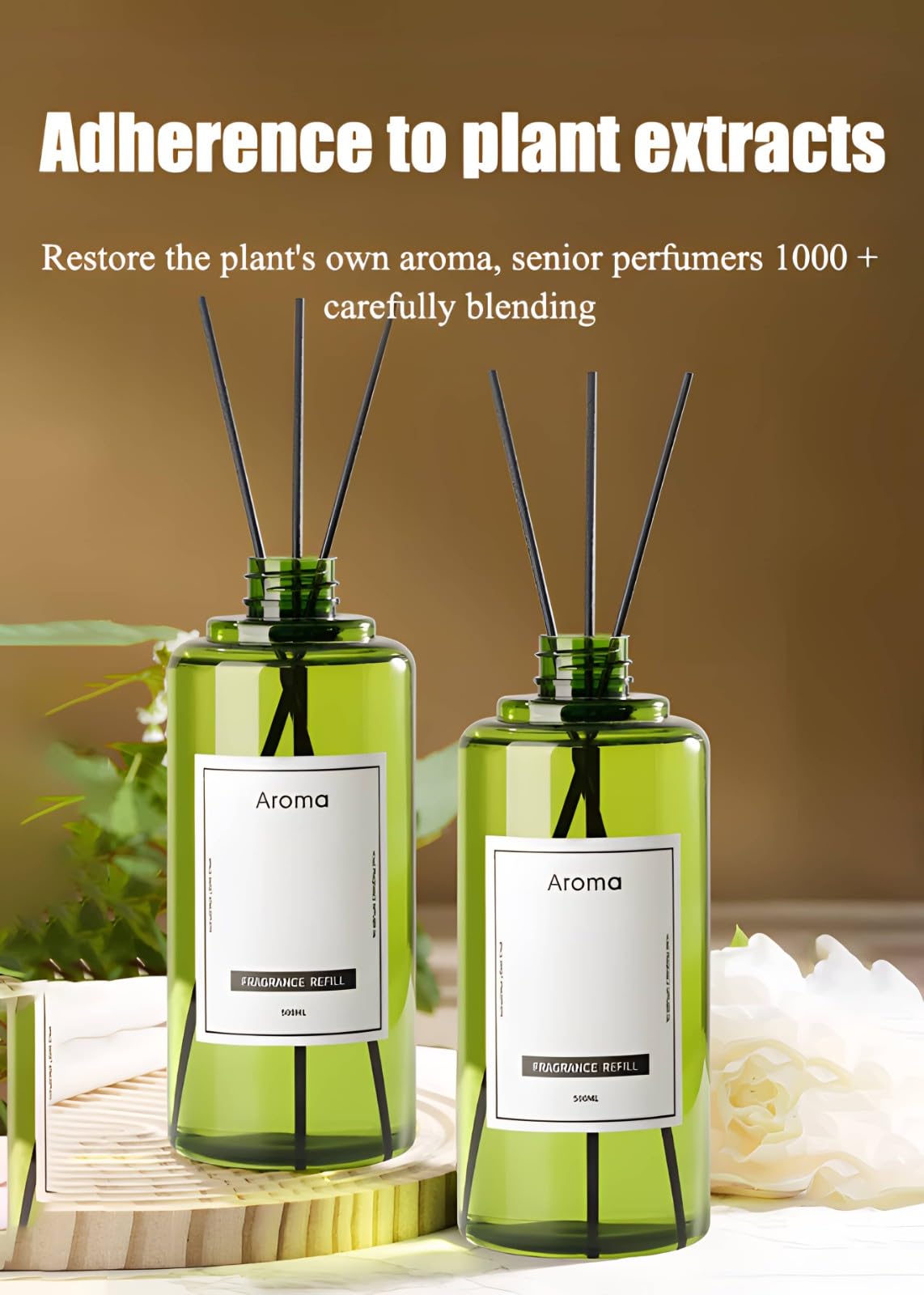 Diffusoröl der Hotelkollektion, 500 ml (16,9 oz) ätherische Öle für die Aromatherapie, lang anhaltendes Duftöl mit 10 Rattanstäbchen, ideal für Raumerfrischer, Zuhause(Gardenia)