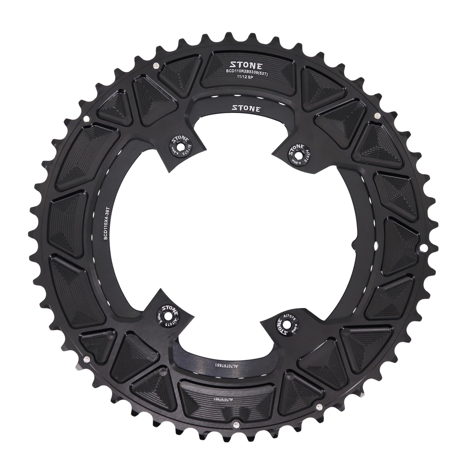 DJC Stone 110BCD Road Bike Chainring for Shimano 105 R7000 R8000 R9100 Double Chainring 4 Arms 2X Round 52 36T 53 39T 54 40T 50 34 48 33T 5800 6800