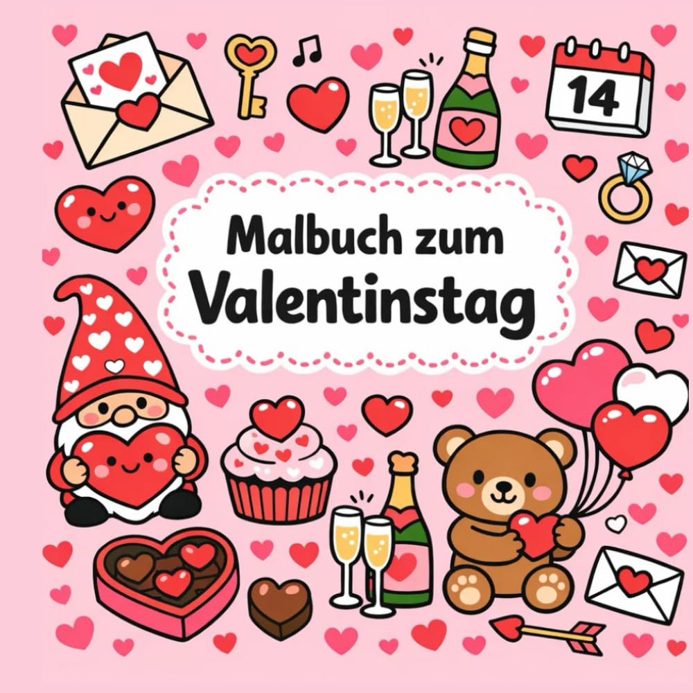 Malbuch zum Valentinstag: Liebevolle Motive zum Entspannen und kreativen Ausmalen