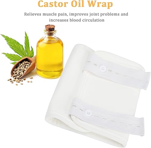 Miniatura 7 de Paquete de 2 paquetes de aceite de ricino para rodilla, parche de aceite de ricino orgánico reutilizable para rodilla, pantorrilla, rodilla para