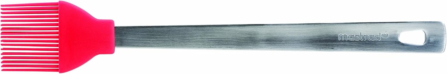 Mastrad Silicone Basting Brush with Stainless Steel Handle, Poppy Red