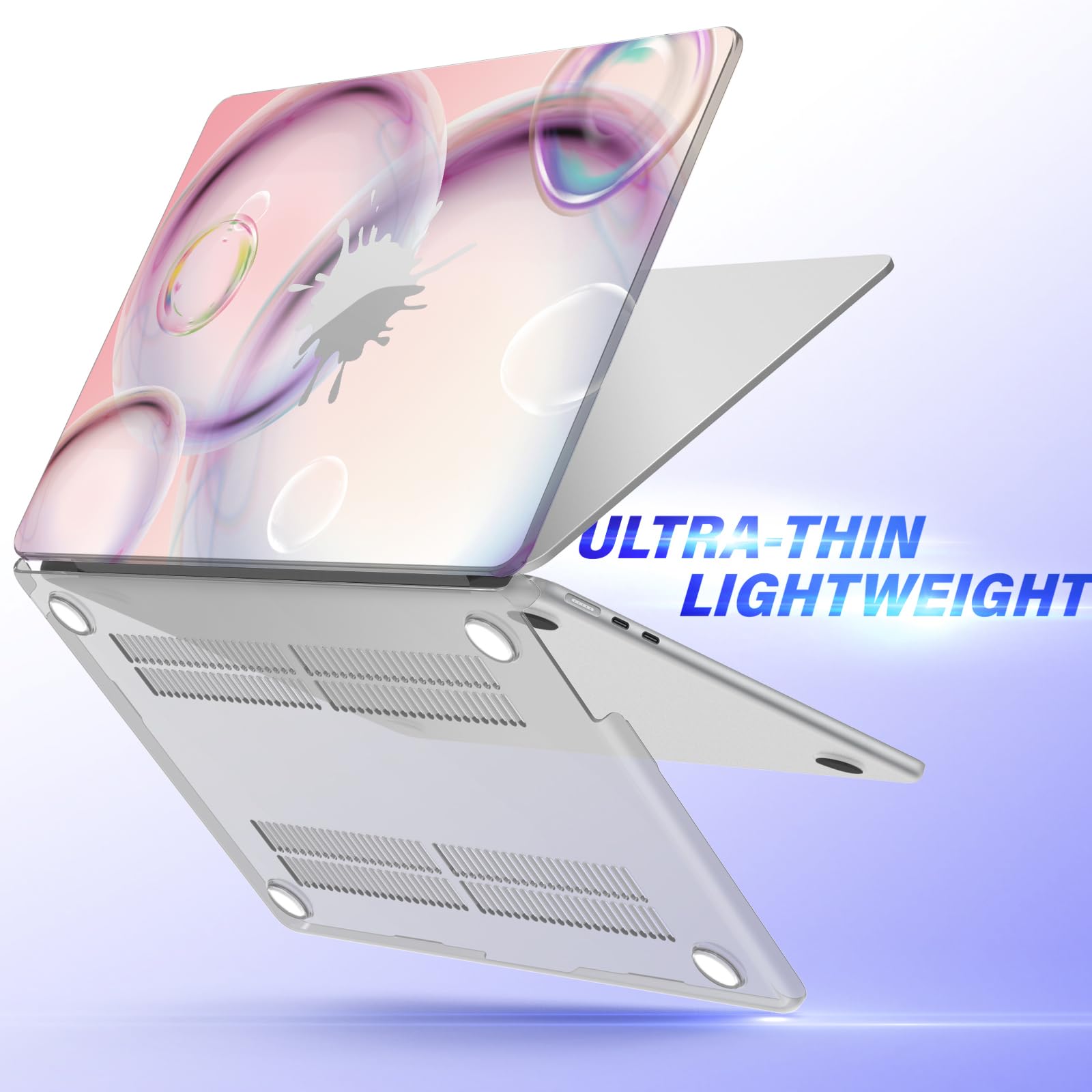 IBENZER Compatible con MacBook Air de 13 pulgadas 2025, 2024, 2023, 2022, M4, A3240, M3, A3113, M2, A2681, funda rígida y cubierta de teclado, película de pantalla y tipo C para Mac Air 13.6, burbuja