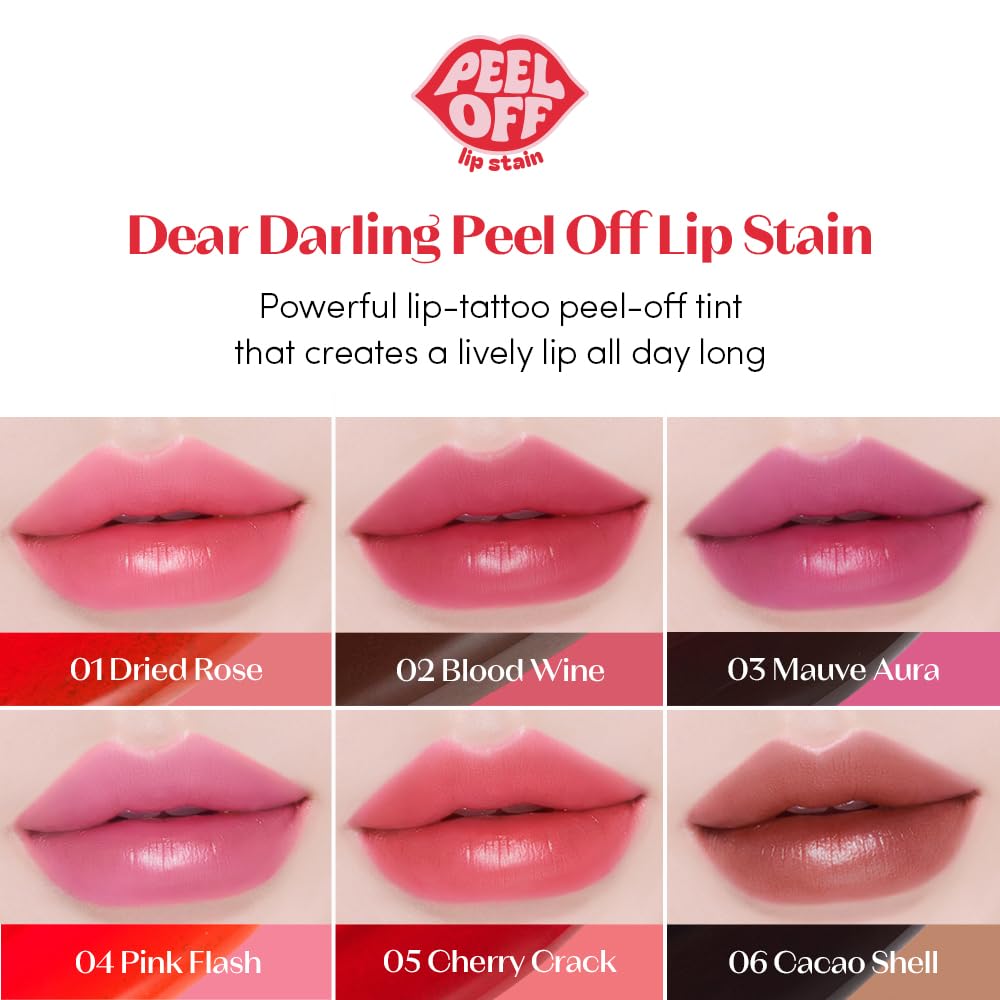 ETUDE Dear Darling Peel Off Lip Stain (Blood Wine) – Teen girl gifts, Hydrating Hydrogel Tint, Fruity scent, Long Lasting & Waterproof, High Pigment, Easy Peel Off, All‑Day Color Lip Tattoo - Image 8
