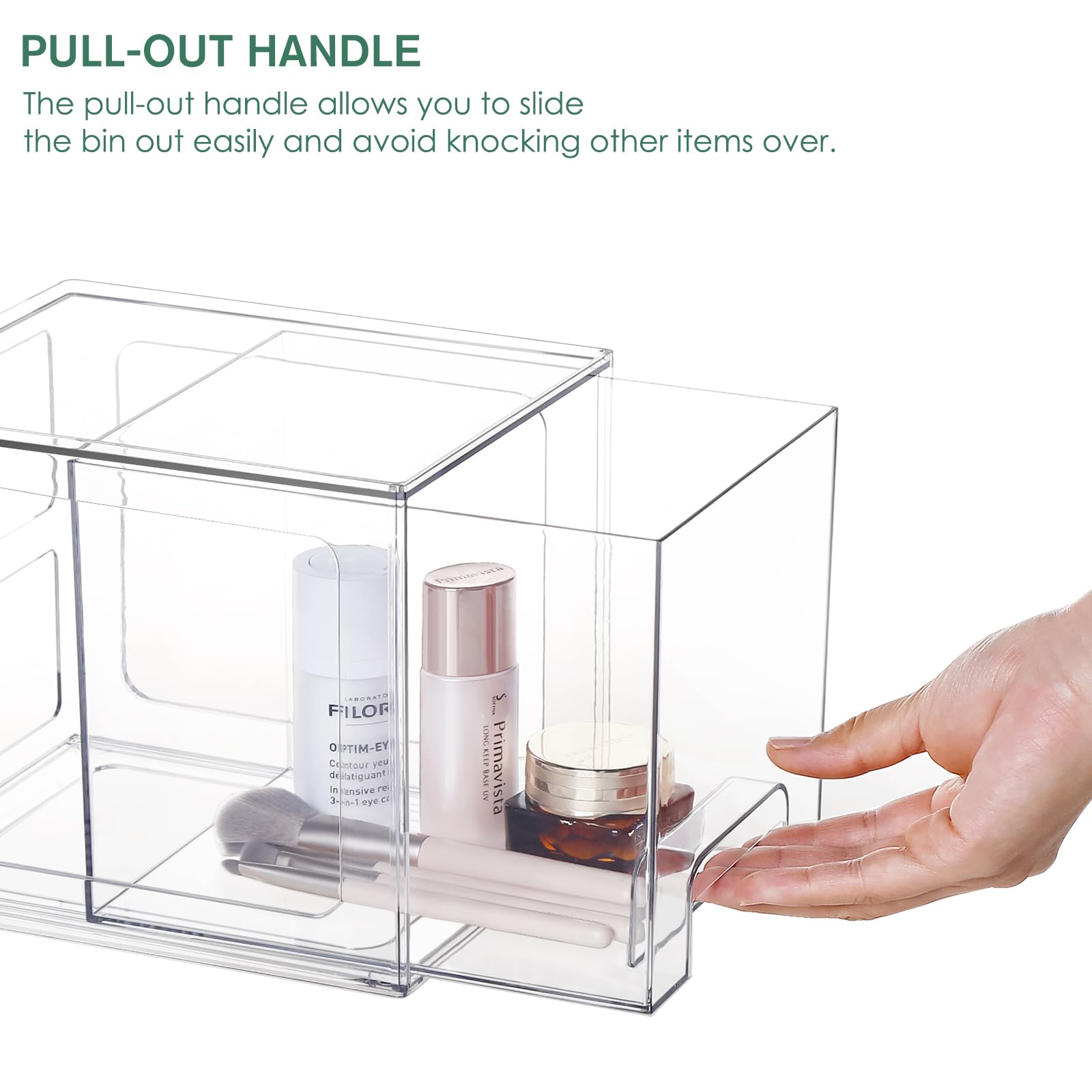 Greentainer 2 Pack Stackable Makeup Organizer Storage Drawers - Image 3