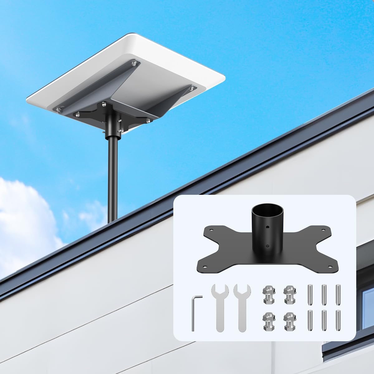 XTAR Starlink Mounting Kit, Black Aluminum & Steel, Roof & Pole Mount