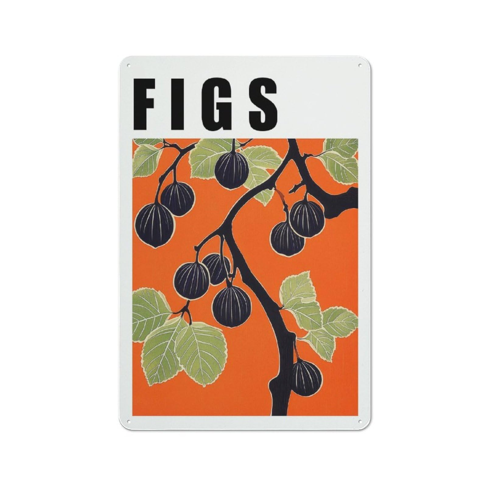 Junmoney Style-16 Figs Branch Retro Kitchen Poster Barn Style Metal Wall Decor 30X20cm, Country Metal Sign For Kitchen, Cottage, Porch Or Garden Room