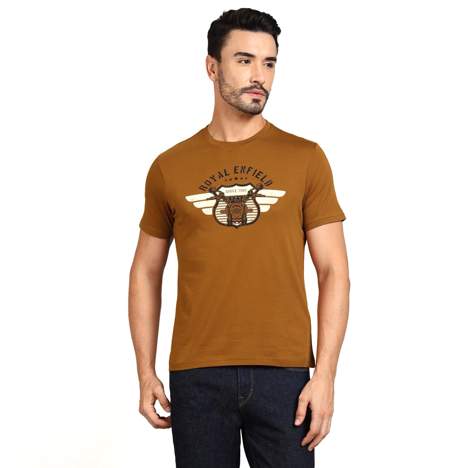 Royal Enfield RE Shield Graphic TS Mustard 97 cm S | Material: 100