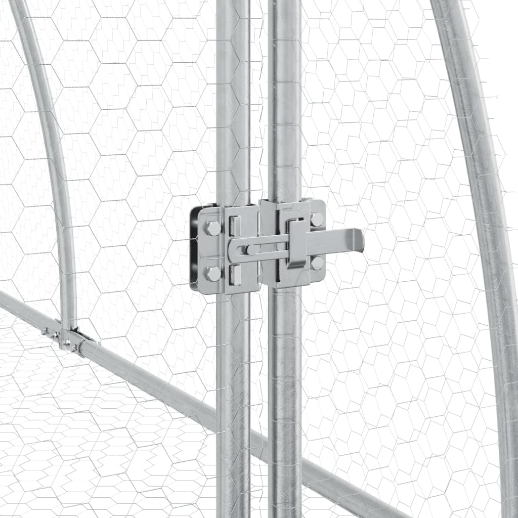 Conejera plateada de acero galvanizado, 105 x 100 x 120 cm, con puerta y cerradura, jaula para animales pequeños para conejos, casa de roedores, rueda libre y salida al aire libre para