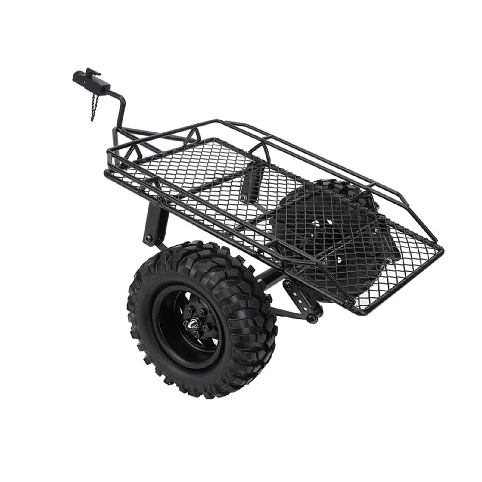 Qcwwy Przyczepa Samochodowa RC Przyczepa z Metalowym Wiadrem do D90, Skala 1/10 DIY Części do Symulacji (BLACK)