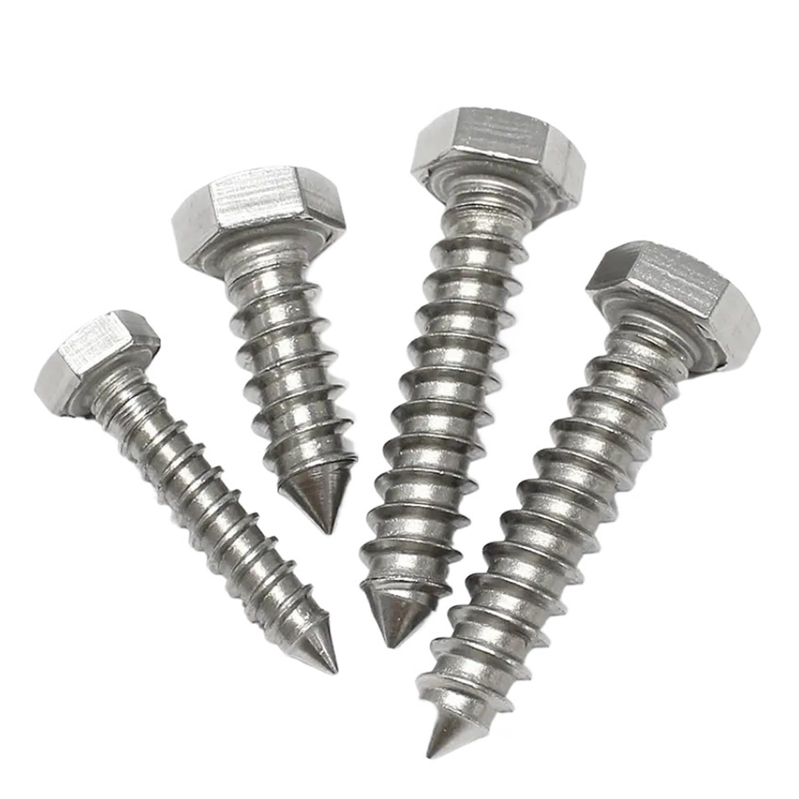 Acero inoxidable 304 M5 M6 M8 M10 M12 tornillos hexagonales externos de rosca completa diente autorroscante for carpintería(M8x50mm 10pcs)