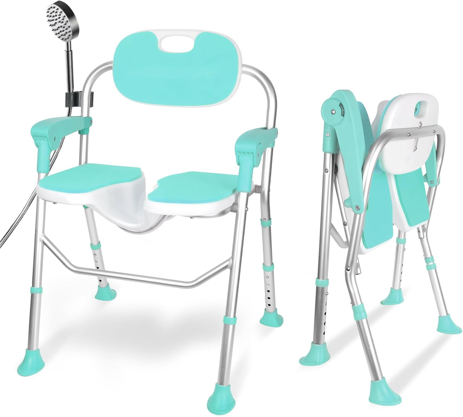 UShaped Folding Shower Chair, Collapsible Shower Chair for Inside Shower, 5Level