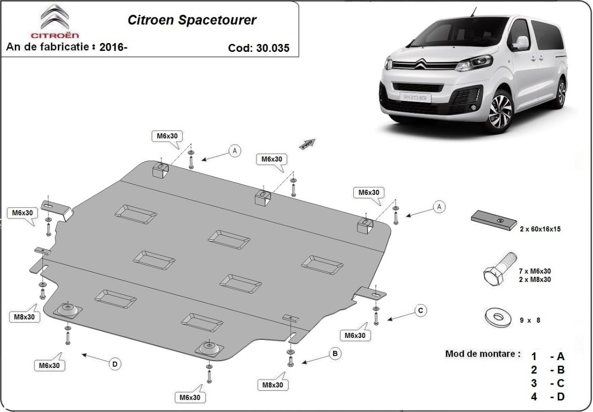 Protezione sottomotore in metallo compatibile con Citroën Spacetourer - (2016-2025)