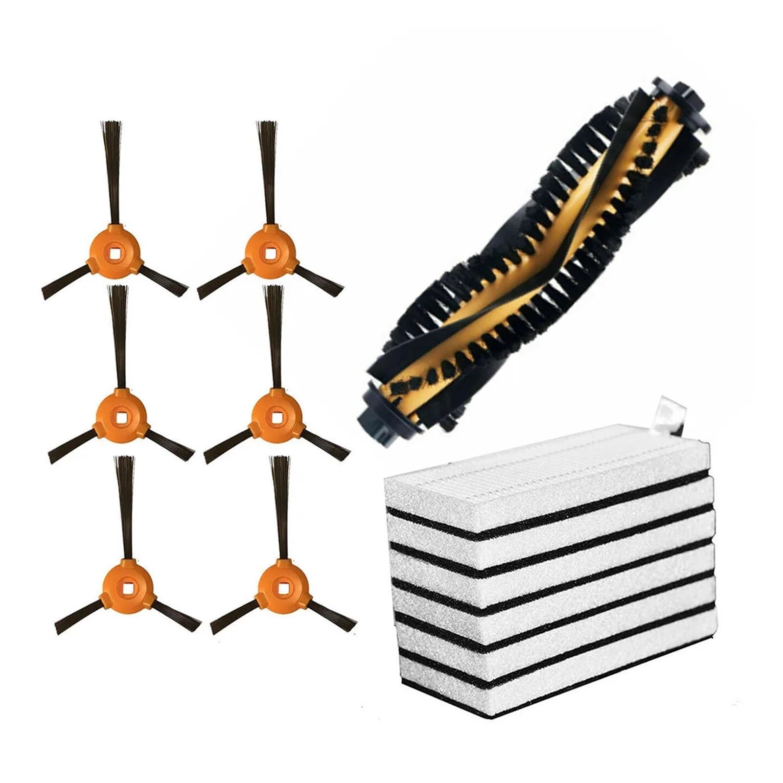 SteFik Kit de Filtro de Cepillo Lateral de Cepillo Principal de Rodillo de aspiradora. Compatible con Kits de repuestos de Robot Aspirador EcoVacs Deebot 500 600 601 711.