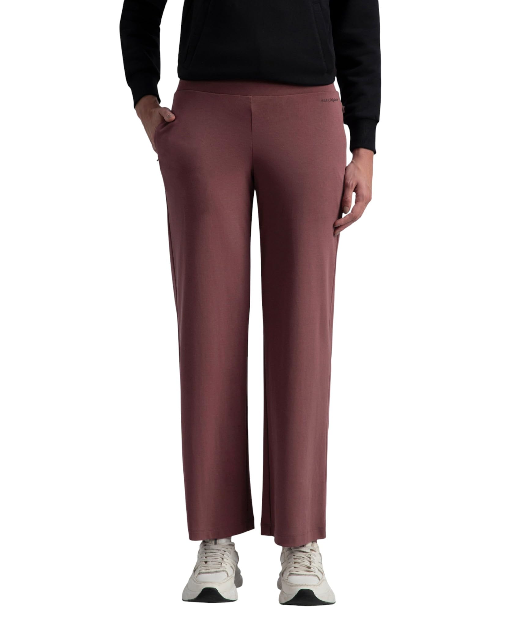 U102 Women's Super Combed Cotton Rich Relaxed Fit Wide Leg Pants with Zipper Pockets-image-25