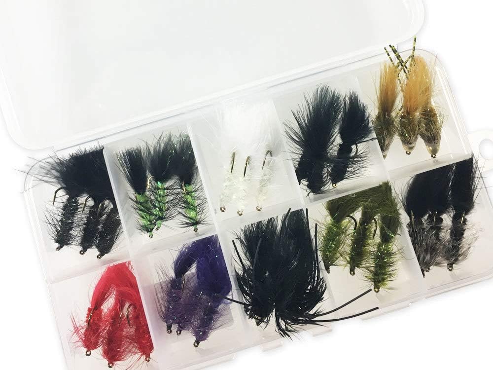 Wooly Bugger Flies Assortment with Fly Box - 30 Premium Hand-Tied Wet Flies for Trout Fly Fishing