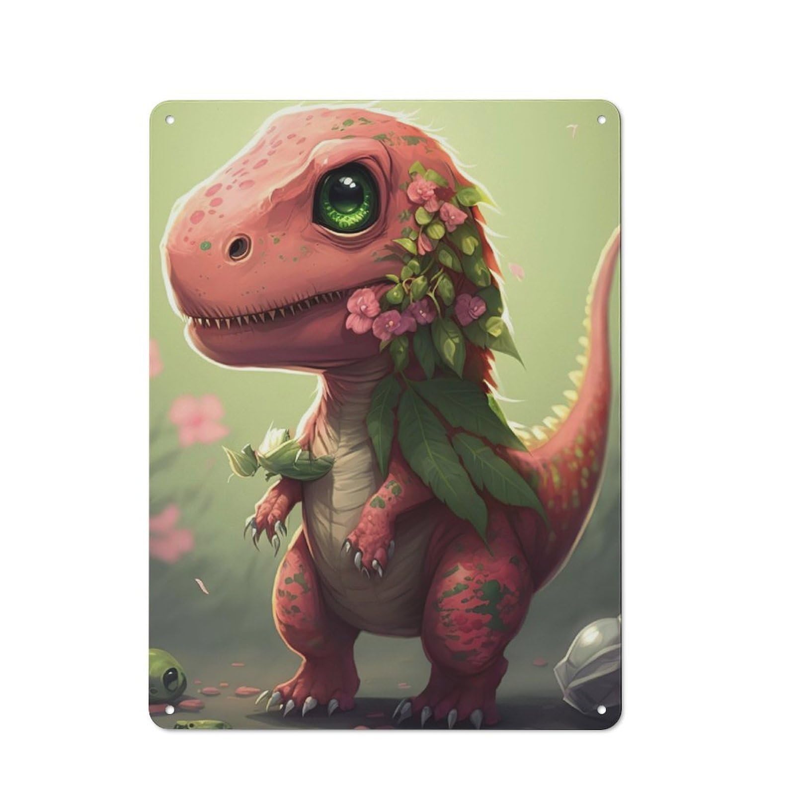 Junmoney Cute Dinosaur Animal Metal Wall Sign 40X30cm Featuring For Home Bar Wall, For Themed Interiors In Home Bars And Entertaining Spaces