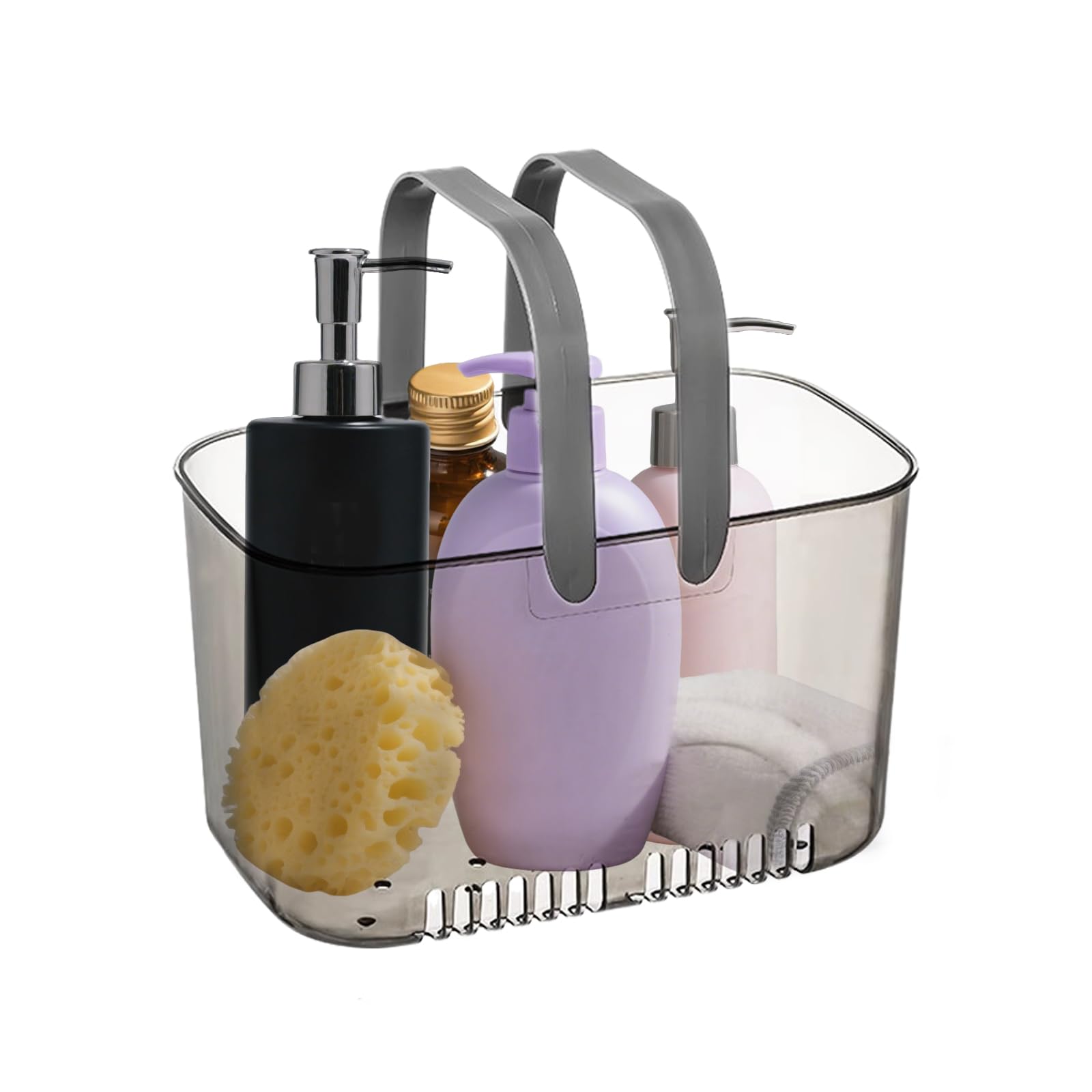 Balakaka Panier De Douche Portable 8L - Rangement Salle De Bain Avec Couvercle Transparent & Trou De Vidange, Grande Capacité Avec Poignées Pour Accessoires Et Soins