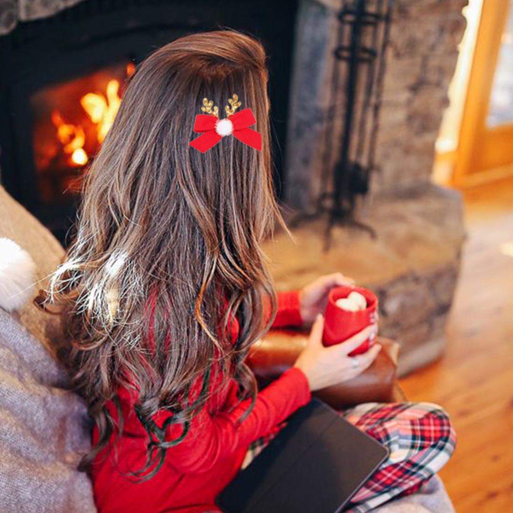 Yunlly Set 6 Fasce Capelli Natalizie Argento Con Strass – Corna Renna, Fiocchi Di Neve E Scritte Festose