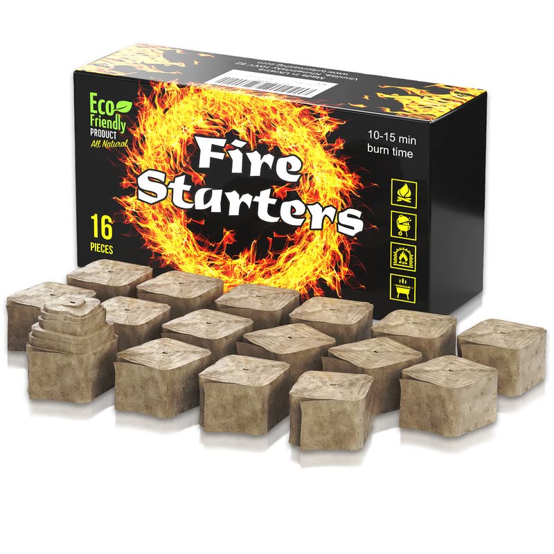 Fire Starter - Fire Starters for Campfires Charcoal Grill Starter, Fireplace, firepits, Smokers. Only one Piece to Light a fire.10-15 min Burns time. Height of fire 6-7 inch. Eco Friendly