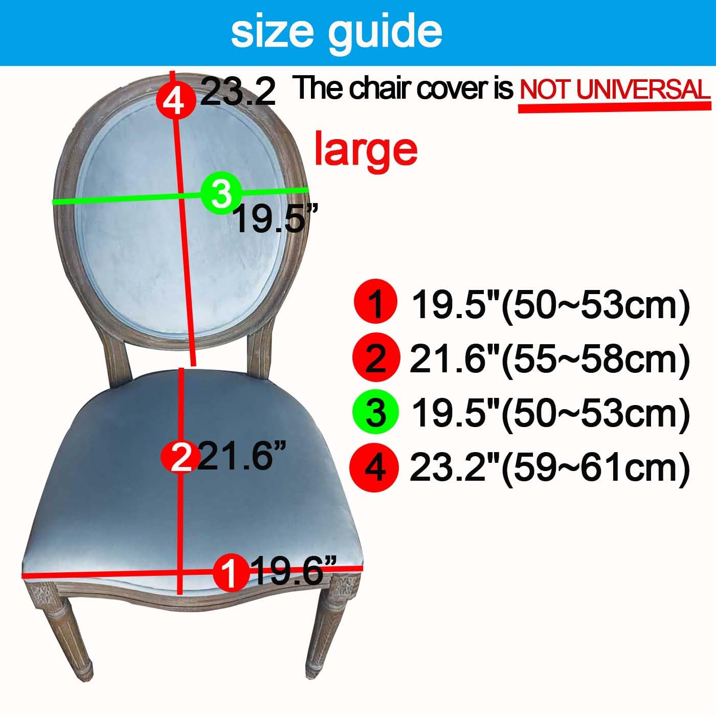 Stretch Stuhlhussen 4er/6er Set Oben Rund Lehne Stuhlbezug L Lehne Hoch60cm/S Lehne Hoch51CM Stuhlüberzug Stuhlbezüge Nicht Universell Runder Rückenlehne Stuhlschonbezug,H 4pcs,1Large
