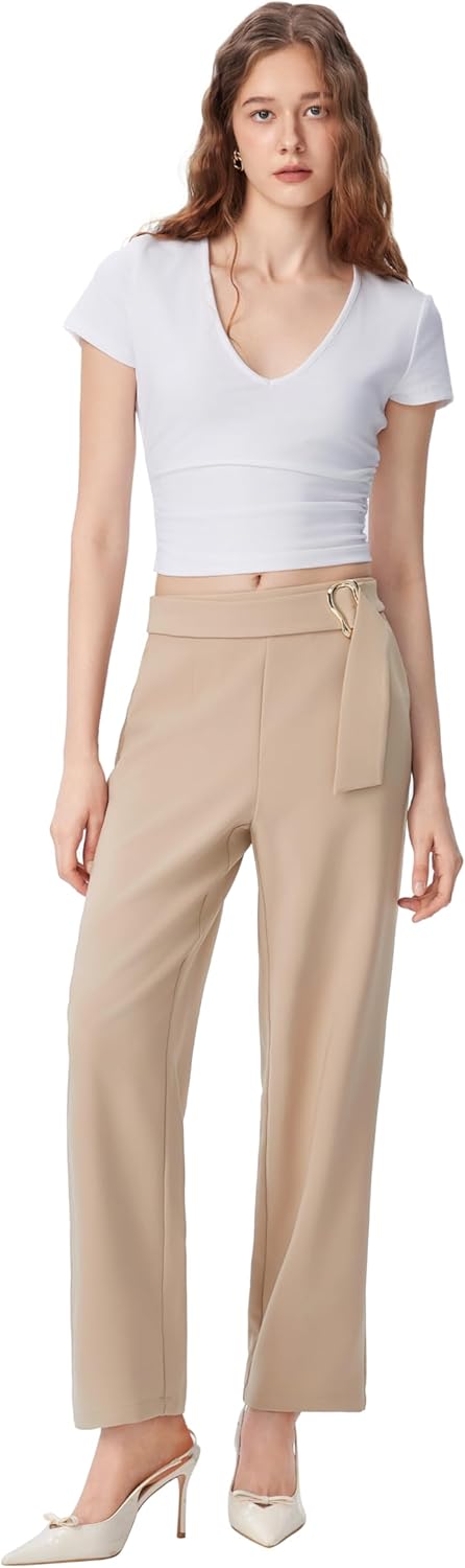 CIDER Women Straight Leg Pants Slacks Business Casual Outfits with Pockets - Image 5