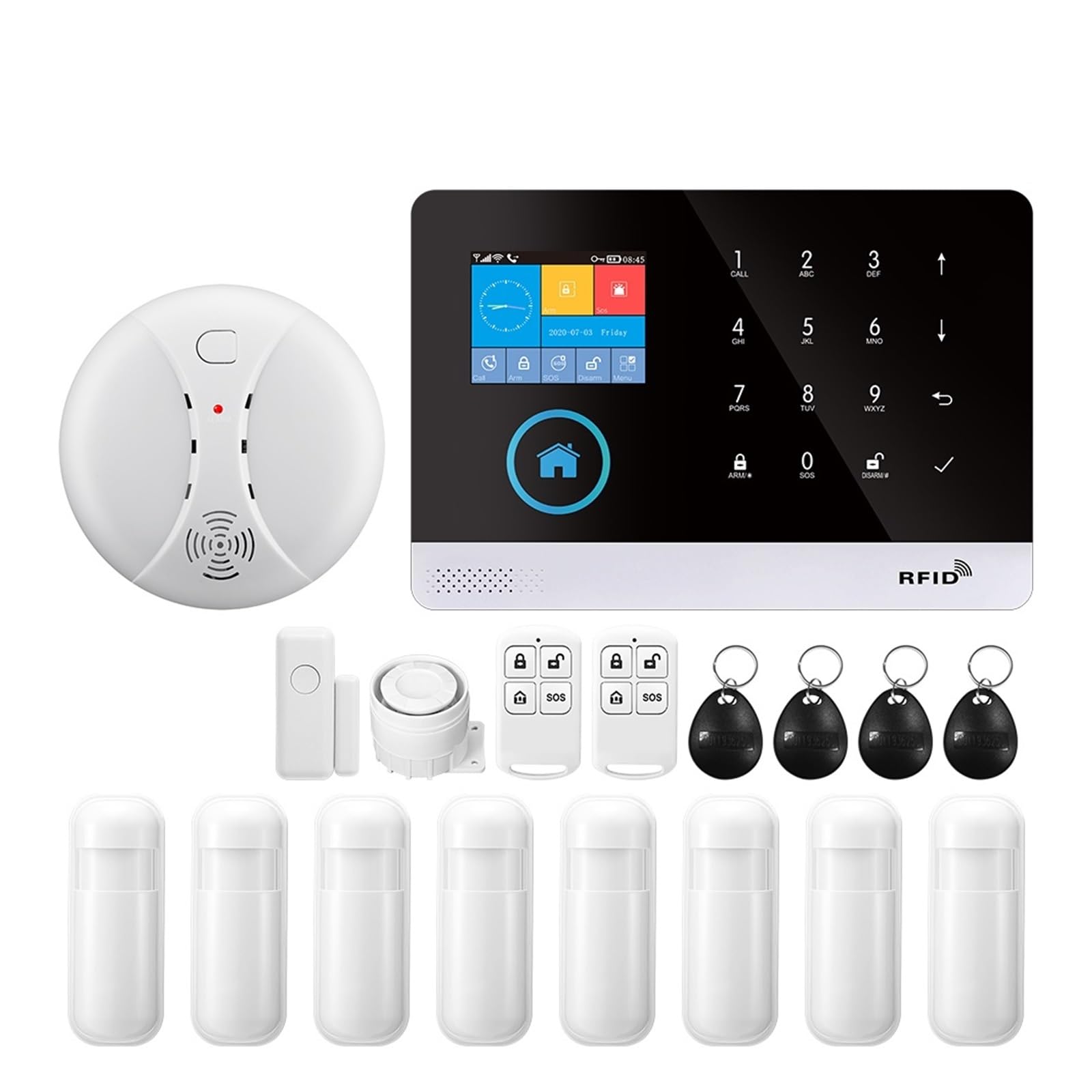 Kit DIY De Alarma Seguridad Antirrobo Inteligente Inalámbrico GSM Con Sensor Puerta Y Movimiento para Apartamento(Set 10)