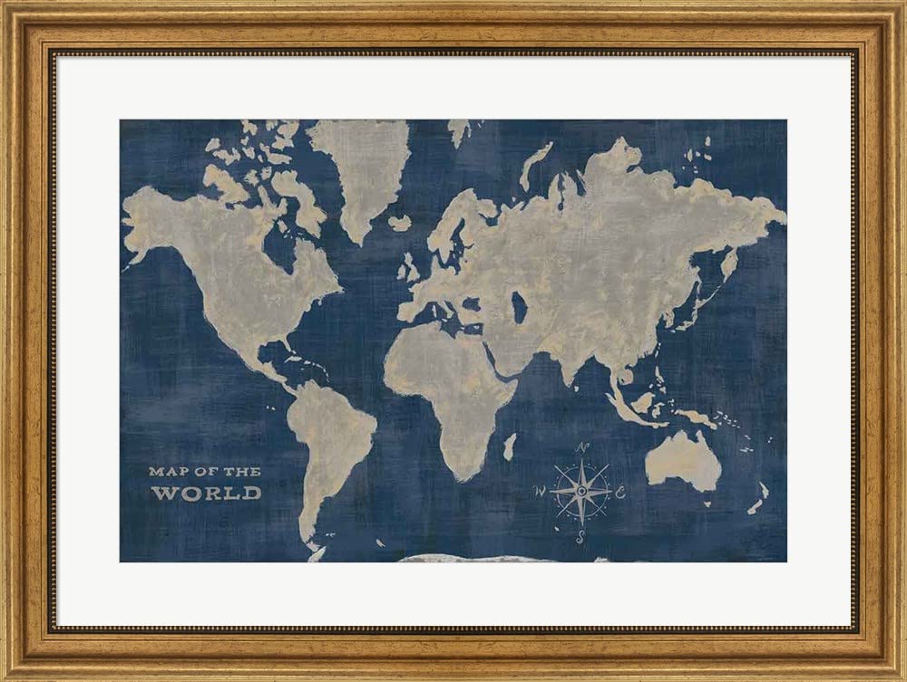 Gold Framed World Map Amazon.com: World Map Collage Deep By Sue Schlabach Framed Art Print Wall  Picture, Wide Gold Frame, 32 X 24 Inches : Arts, Crafts & Sewing