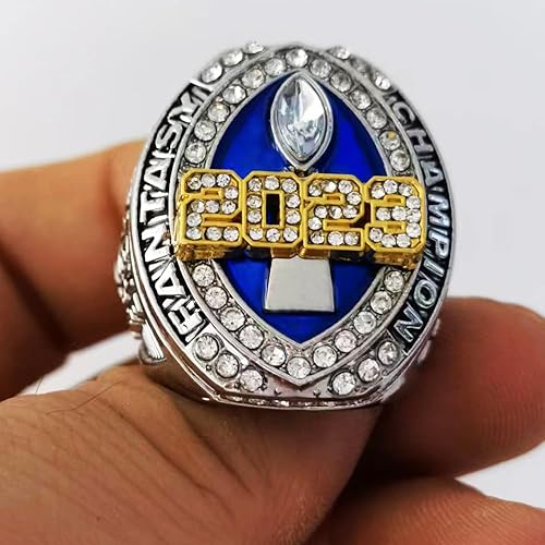 Miniatura 2 de Anillo de campeonato de fútbol de fantasía 2023 Premio Trofeo Premio Deporte MVP ganador FFL League Champion Ring con caja