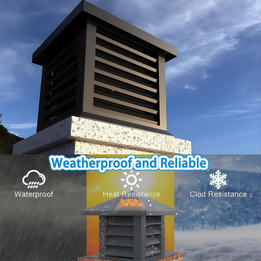 Tapa De Chimenea para Villa, Cubierta De Chimenea Cuadrada De AleacióN De Aluminio, Tapas De Chimenea para Chimeneas A Prueba De Lluvia con Parte Superior CóNica Y Rejilla