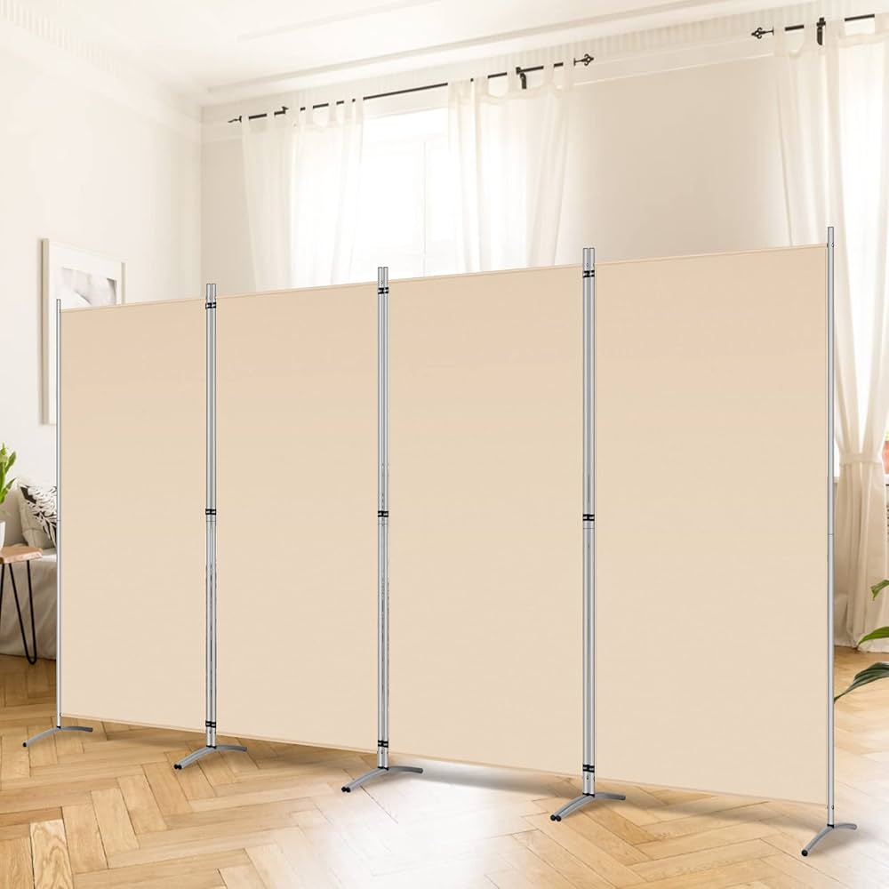 RANTILA 4 Panel Room Divider, 6 Ft Tall Folding Privacy