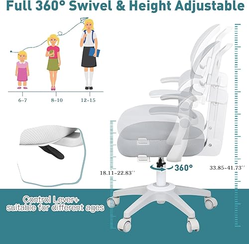 Miniatura 22 de COSVALVE Escritorio ajustable para niños con cajón, mesa de estudio ergonómica multifunción de 39 pulgadas de ancho con estante, escritorio