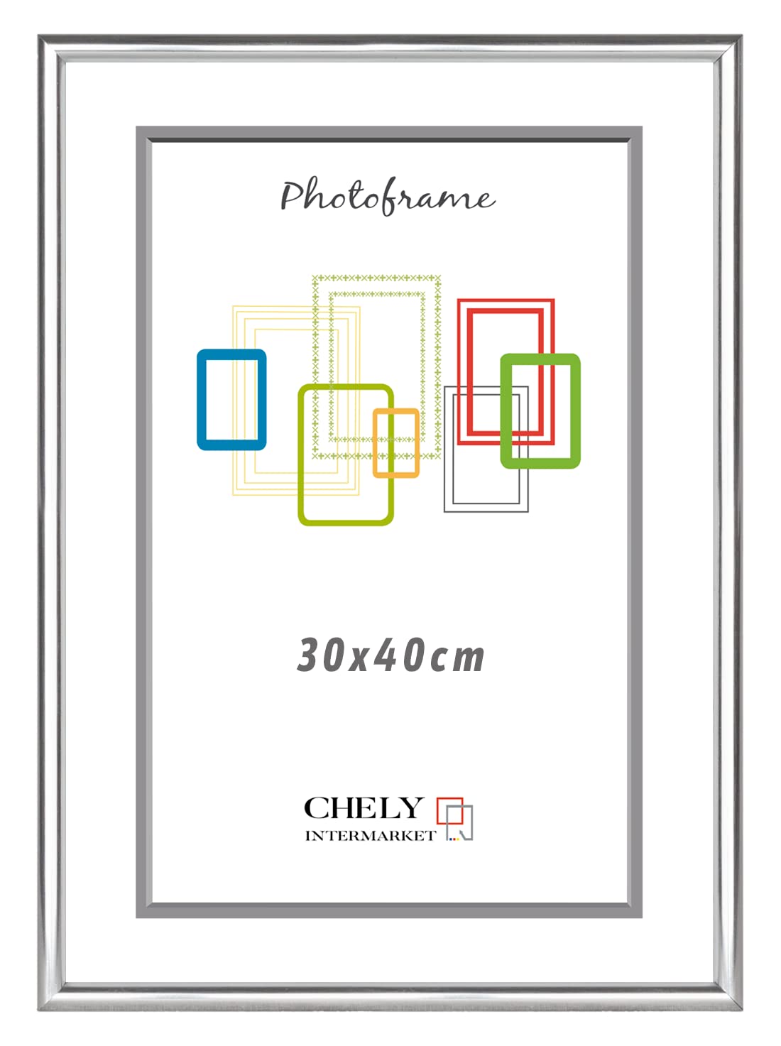 CHELY INTERMARKET Marco de fotos 30x40cm MOD 311 Plateado Cuadro de pared ideal para fotos y diplomas