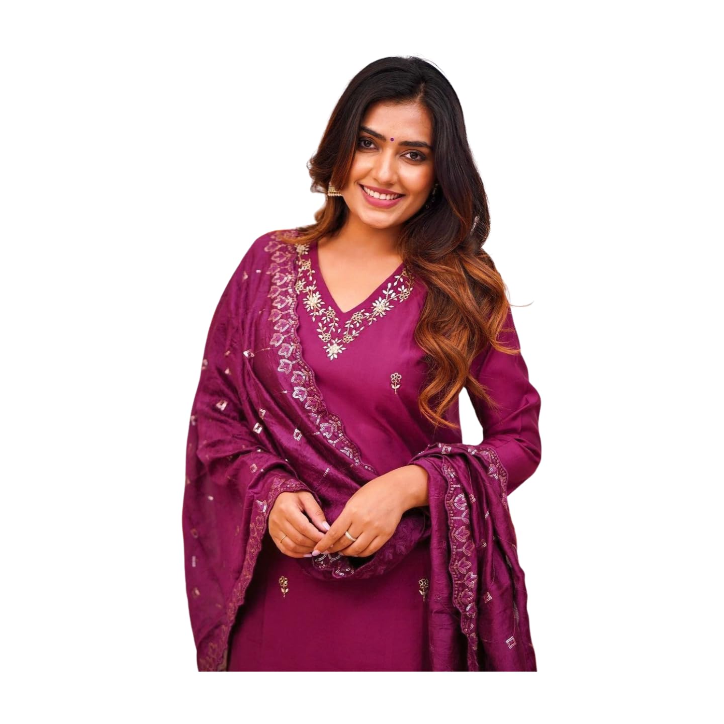 shiv textiles Women's Viscose Rayon Embroidered Kurta Pant Dupatta Set-picture-19