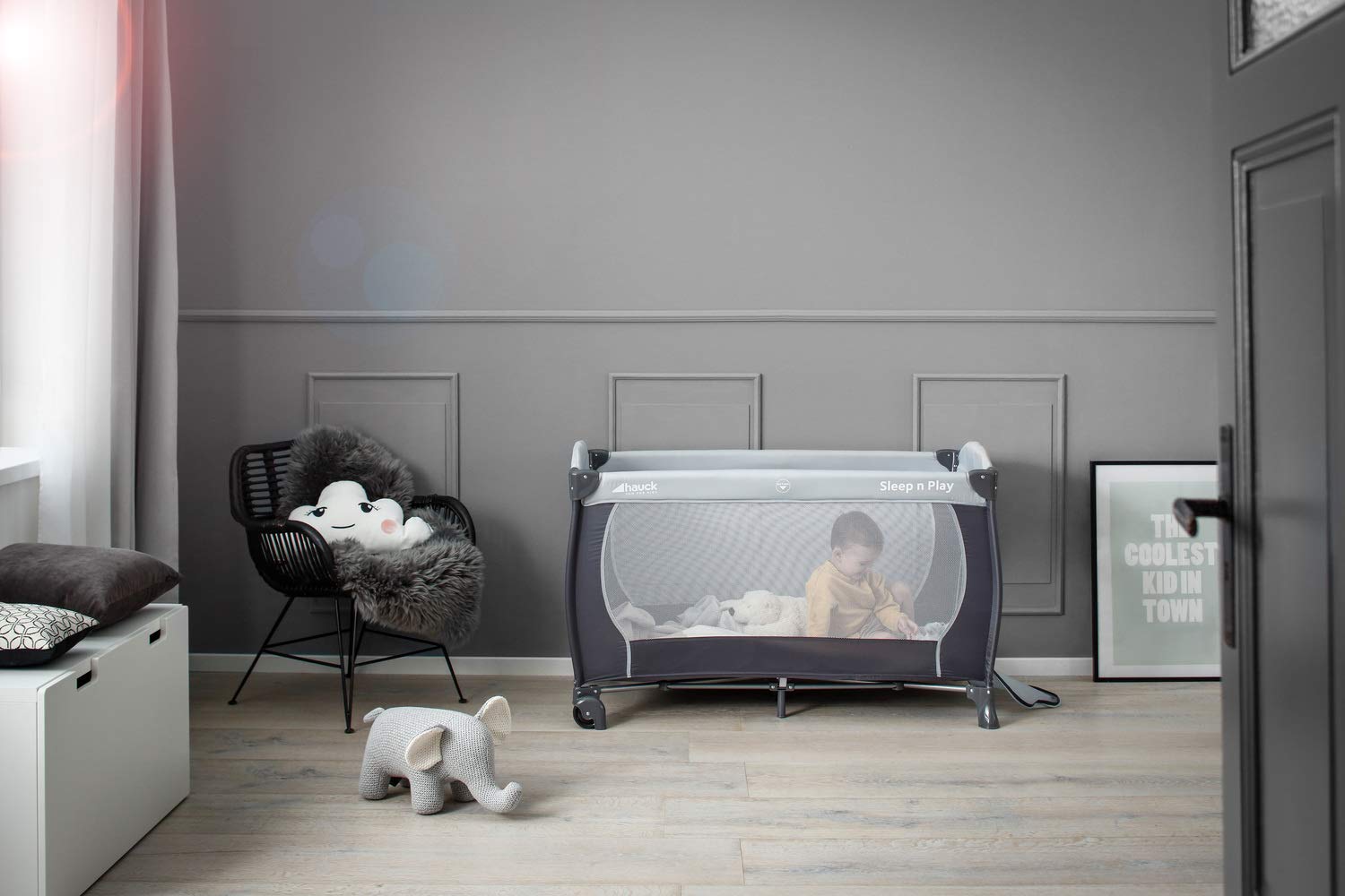 Hauck Cama de viaje infantil Sleep N Play Go Plus con bolsa de transporte, ruedas y deslizamiento para jugar, plegable, cuna de viajes para bebés desde el nacimiento hasta 15 kg