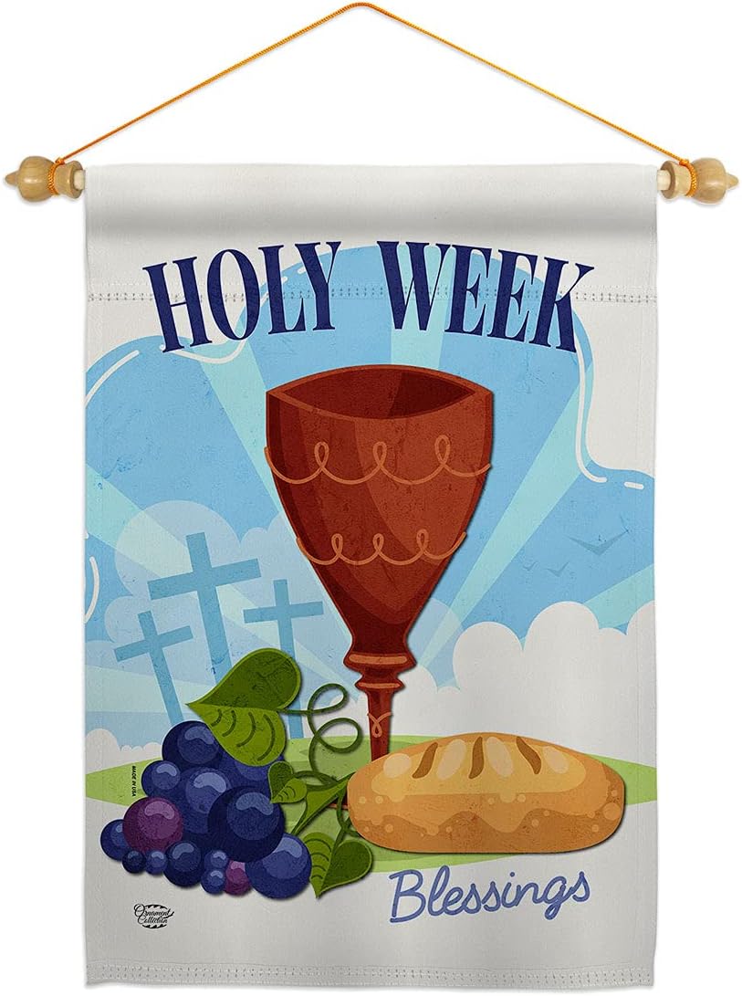 Holy Week Garden Flag Set Wall Hanger Religious Faith Hope Grace Peace Dove Christian Religion Easter Small Decorative Gift Yard House Banner Made in USA 13 X 18.5