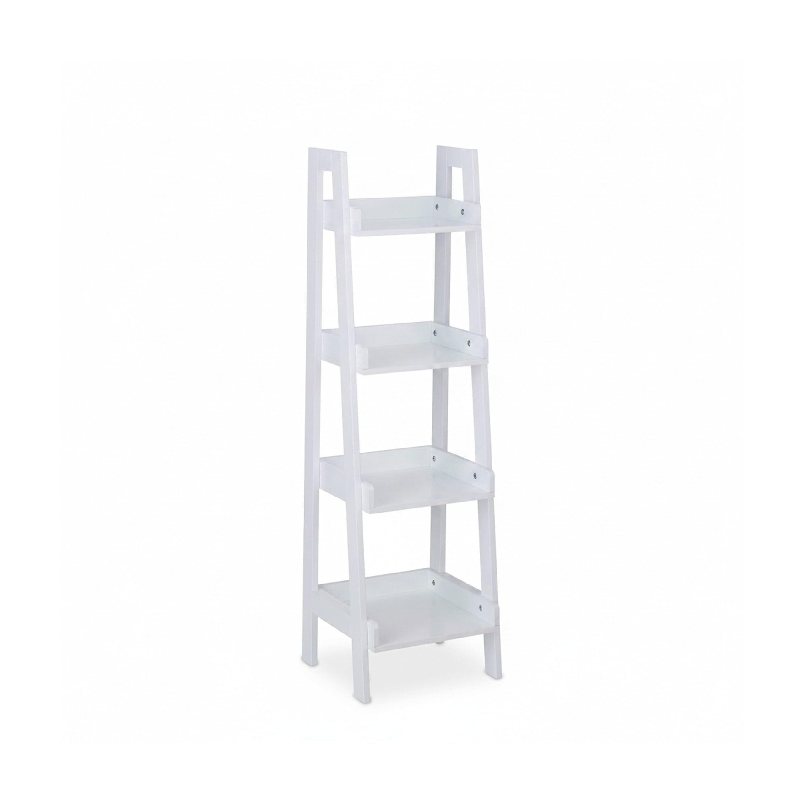 Relaxdays Scaffale a Scala, 4 Mensole, Mobile da Bagno, Cucina, Libreria Bassa, per Piante, HLP: 112x33x30 cm, Bianco