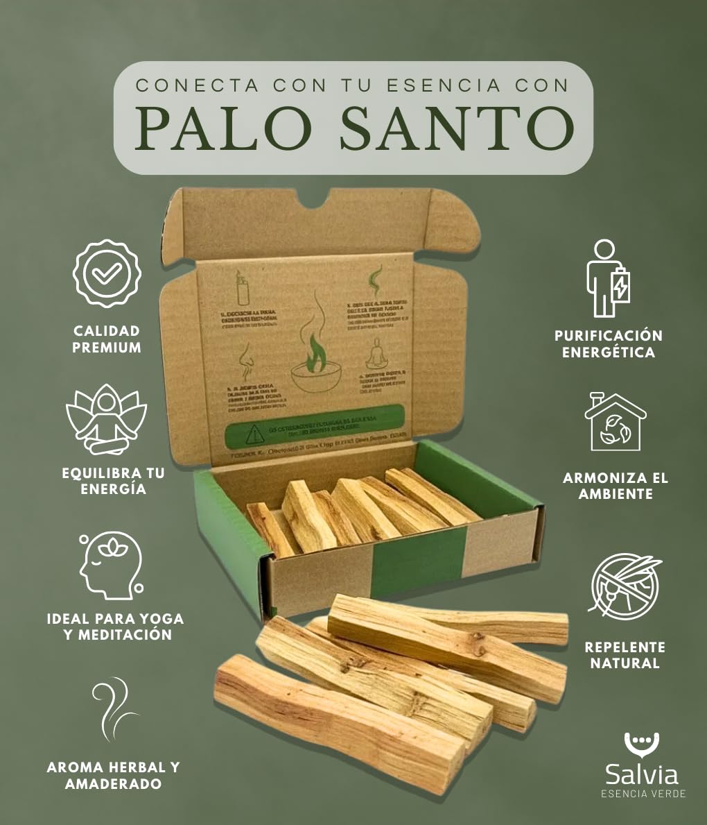 SALVIA Palo Santo naturalne kadzidło, 50 g, około 5-7 sztuk, kadzidełka naturalne, gatunek drzewa, które dobrze się palą, oryginalny produkt z Peru, święte drewno, czyste drewno do czyszczenia energii