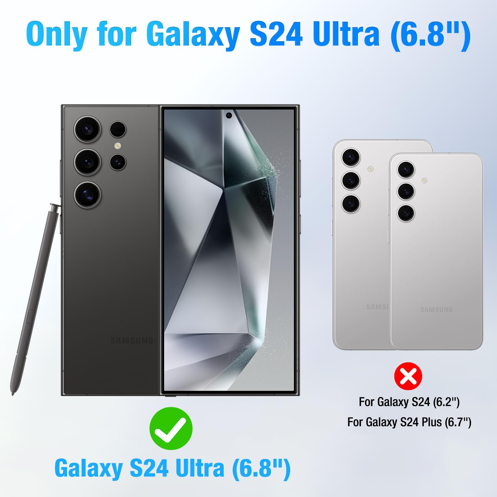 Funda de batería para Samsung Galaxy S24 Ultra (15000 mAh), cargador rápido GaN, funda de carga portátil extendida, cargador inalámbrico con cable USB-C de 20 W (6.8 pulgadas), color negro