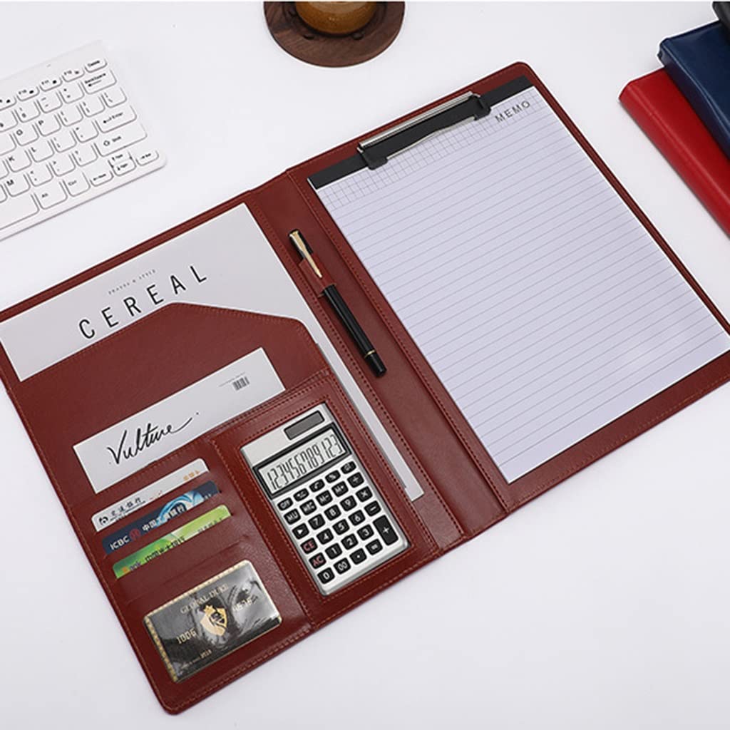 Teczka konferencyjna Organizer na dokumenty， Teczka A4 z schowkiem i miejscem do przechowywania, teczka A4 z schowkiem, organizer na dokumenty ze sztucznej skóry(Blauw,12digit calculator)