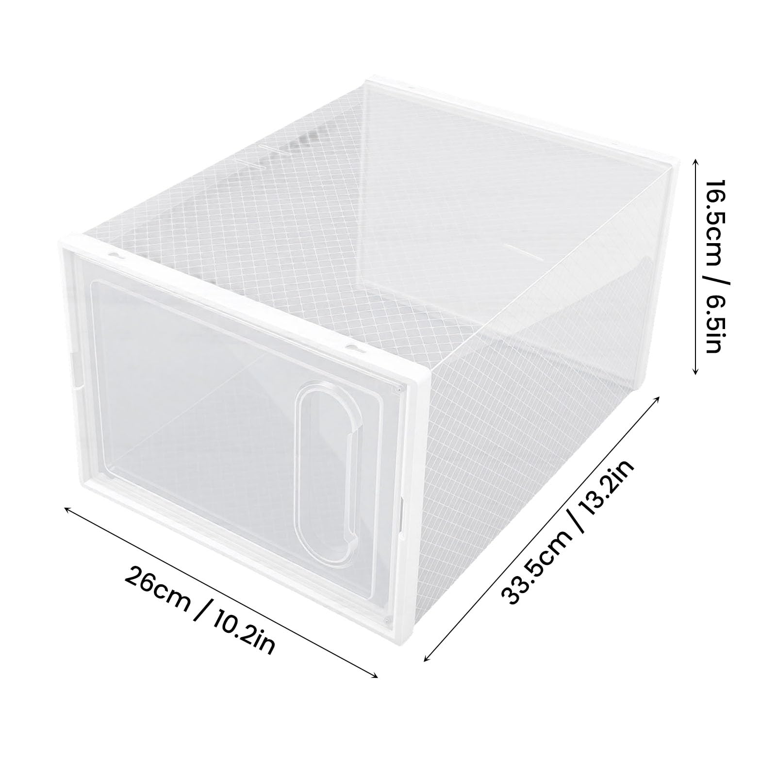 Fdit Caja de Almacenamiento de Zapatos de Plástico Plegable y Apilable con Puerta Magnética para Zapatillas y Tacones, 6 Piezas, Diseño Ventilado, 13.2x10.2x6.5in