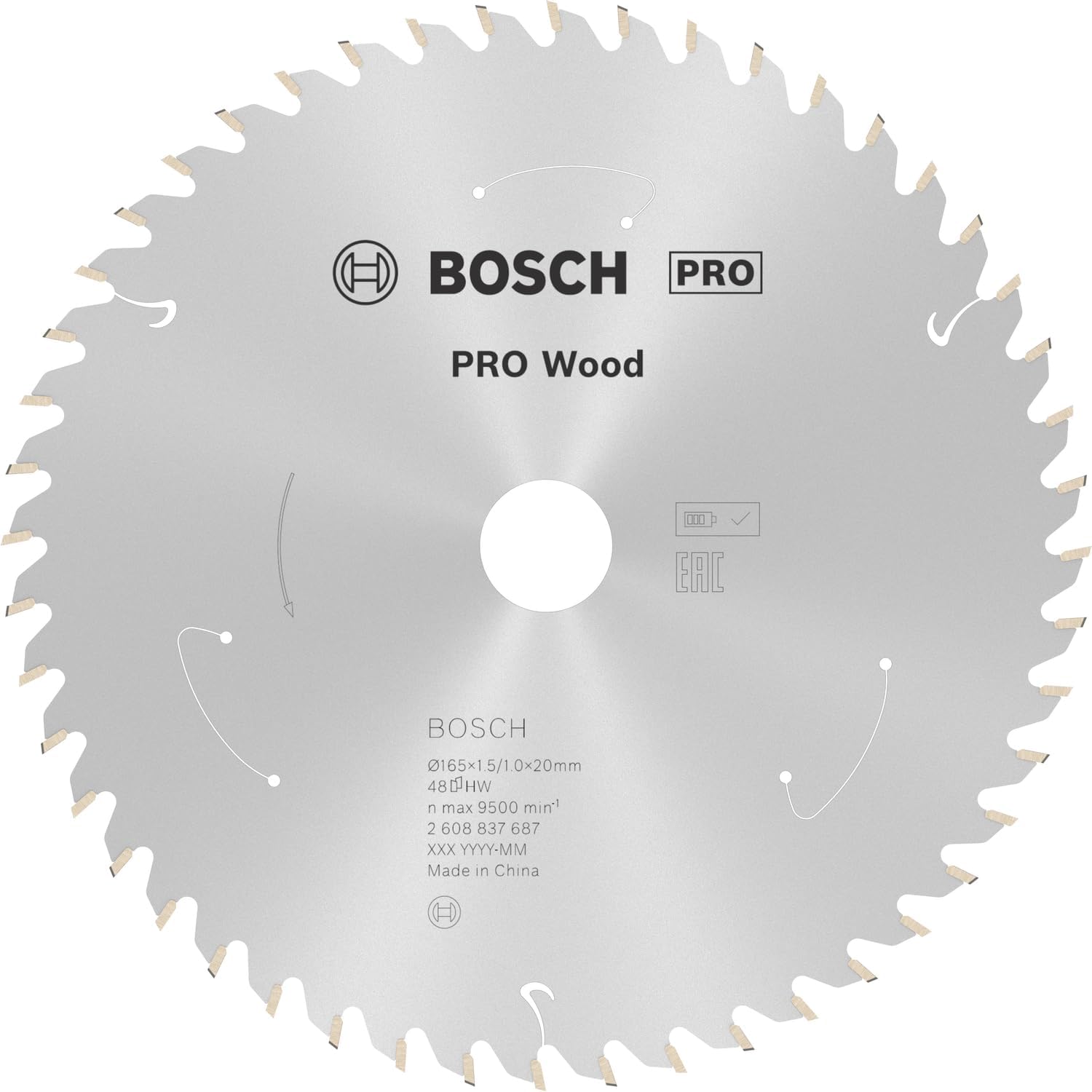 Bosch Professional Accessories 1 x Daire Testere Bıçağı Standard For Wood (Ahşap, Testere Bıçağı 165 x 20 x 1,5 mm, 48 Diş, Aksesuarlar Akülü Daire Testere)