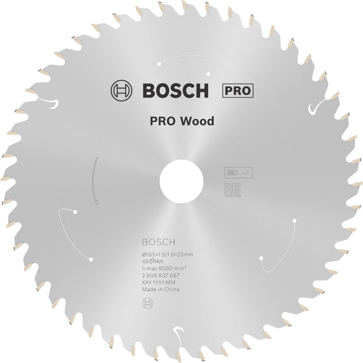 Bosch Bosch 1x PRO Wood Circular Saw Blade for Cordless Hand-Held Circular Saws (for Softwood, Hardwood, Ø mm, Professional Accessory