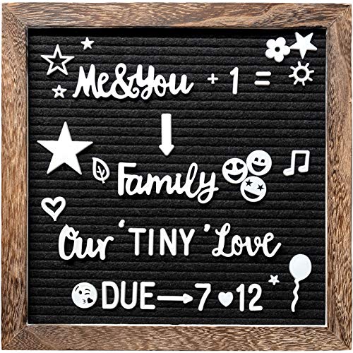 Felt Letter Board Letters Numbers Set 10X10 Inch, First Day School Board, Black Message Board Word Classroom Decor, Announcement Board Letters, Wood Frame Stand, New Pregnancy Baby Farmhouse Gifts #TOP7