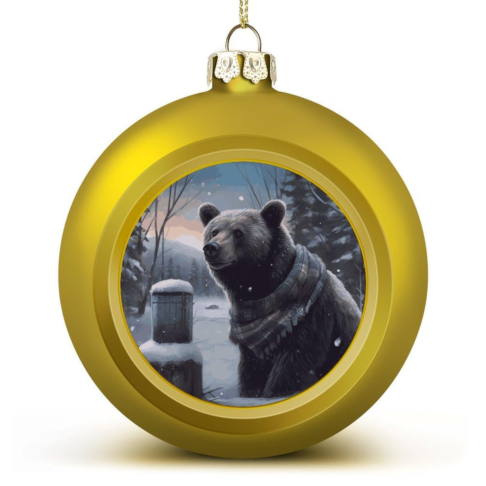 Boule de Noël pour sapin Ours d'hiver et décoration suspendue