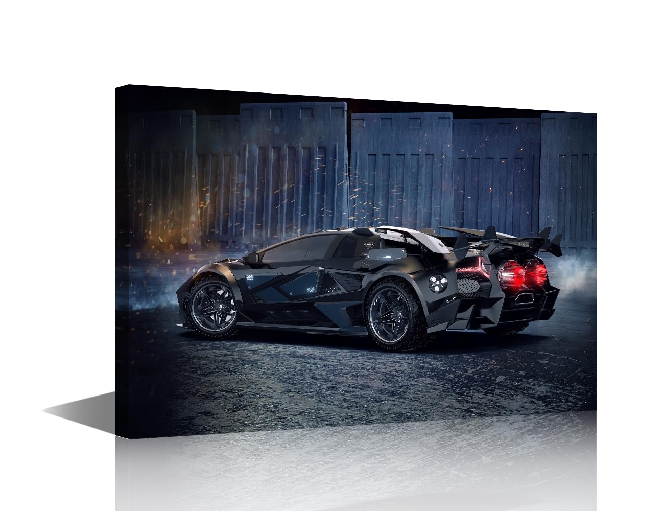 Framed Wall Art 1 Panels Cyberpunk Concept Car Pictures Print On Canvas for Living Room, Giclee Artwork Supercar Posters and Prints Wooden Framed Gallery-Wrapped Ready to Hang, 36" Wx24 H